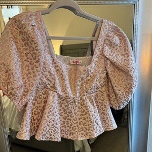 Buddy Love Pink Leopard Puff Sleeve Blouse